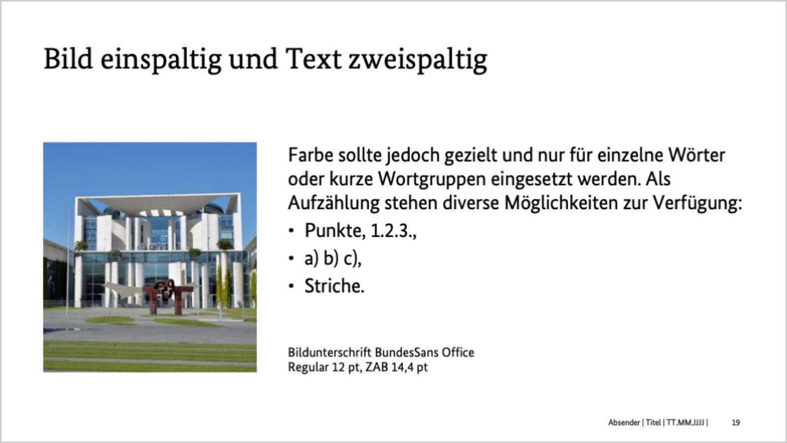 Links 1-spaltiges Bild, daneben 2-spaltiger Textblock.